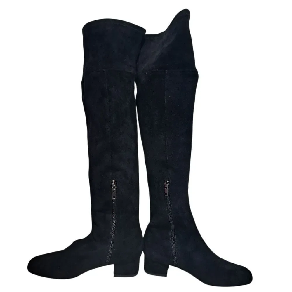 Anthropologie Raven Gothic Preppy Glam Casual Knee High Boots Size 6 Black